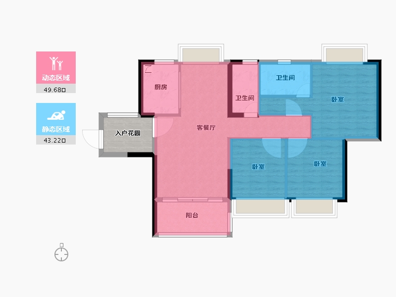 广东省-江门市-富山雅苑-89.01-户型库-动静分区