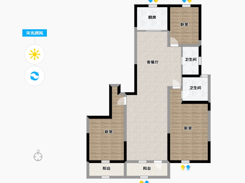 宁夏回族自治区-银川市-金宇·凤徕湾-123.72-户型库-采光通风