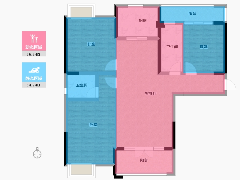 湖北省-咸宁市-香城梦苑-98.33-户型库-动静分区