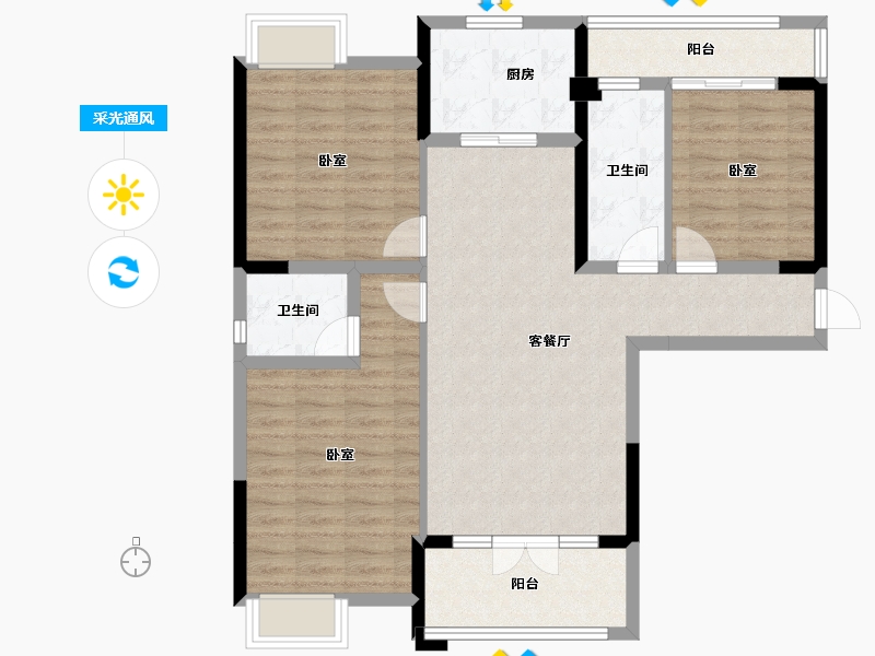 湖北省-咸宁市-香城梦苑-98.33-户型库-采光通风