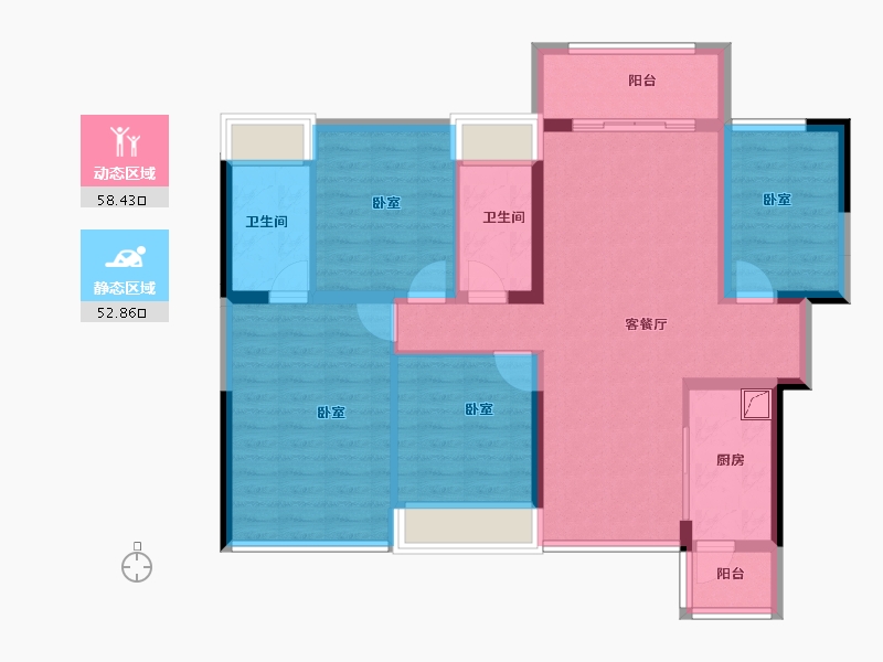 广东省-佛山市-龙光玖龙湖-98.87-户型库-动静分区