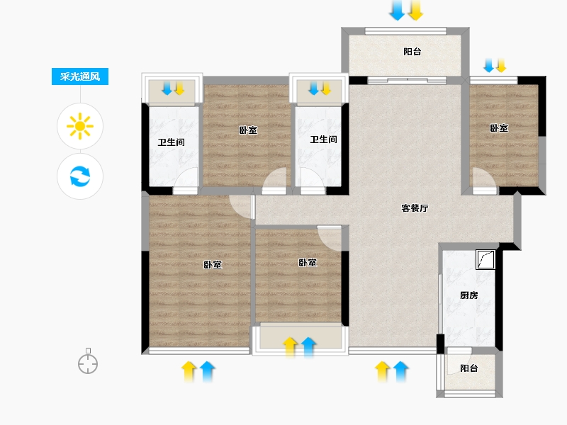 广东省-佛山市-龙光玖龙湖-98.87-户型库-采光通风