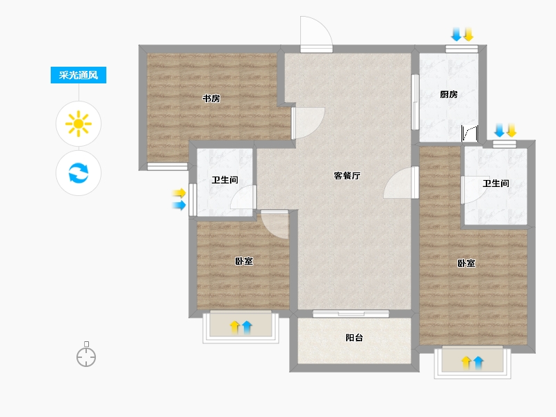 湖北省-武汉市-东湖金茂府-94.00-户型库-采光通风