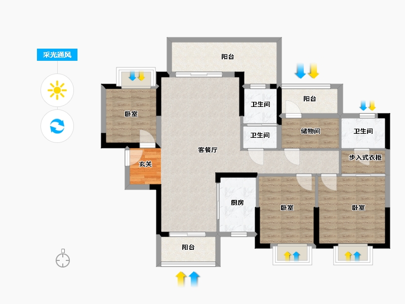 湖南省-岳阳市-汨罗大汉龙城-104.33-户型库-采光通风