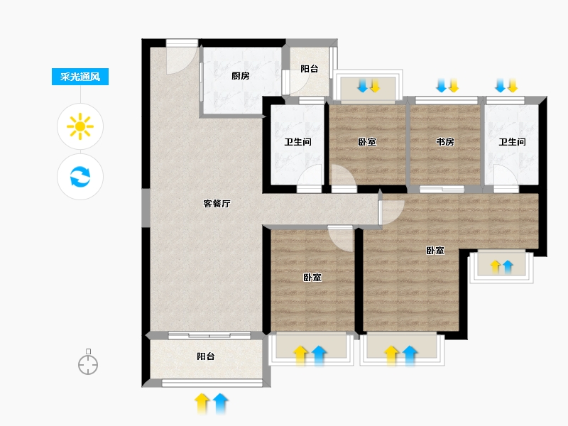 广东省-珠海市-龙光·玖龙湾-91.10-户型库-采光通风