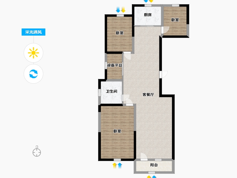 宁夏回族自治区-银川市-金宇·凤徕湾-117.41-户型库-采光通风