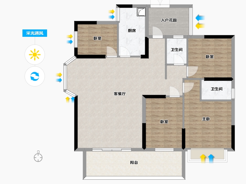 广东省-惠州市-力天金域豪庭-124.80-户型库-采光通风