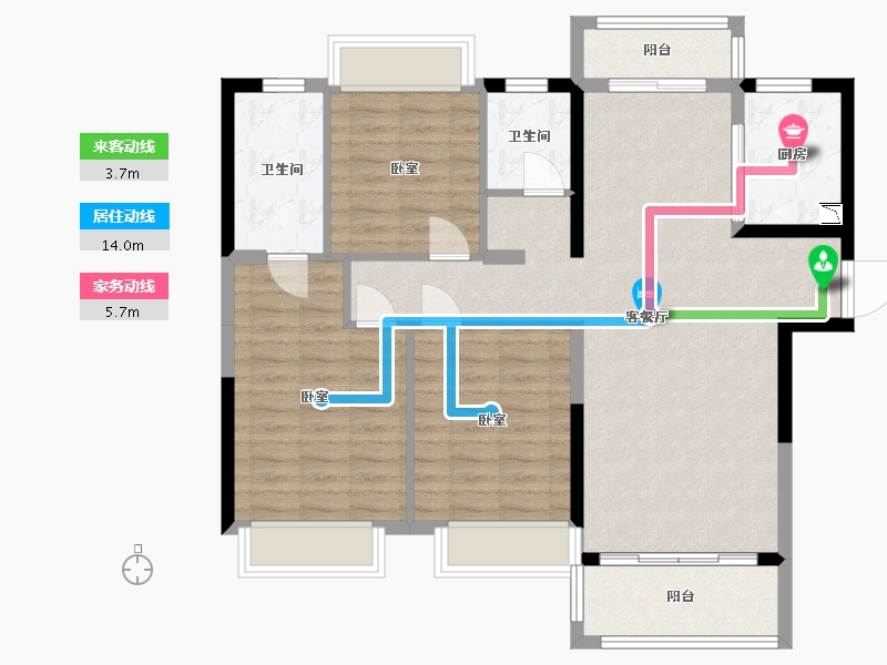 湖北省-武汉市-蓝光雍锦天府-98.25-户型库-动静线