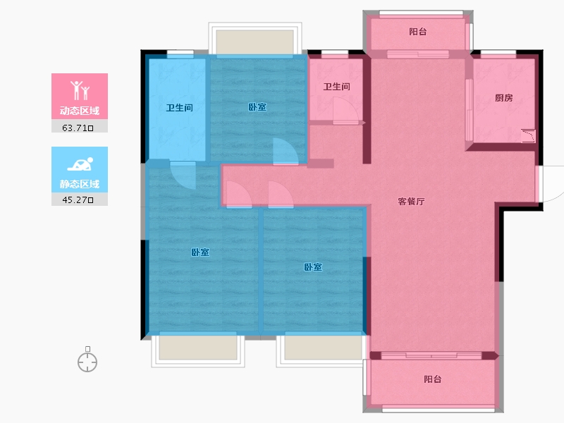 湖北省-武汉市-蓝光雍锦天府-98.25-户型库-动静分区