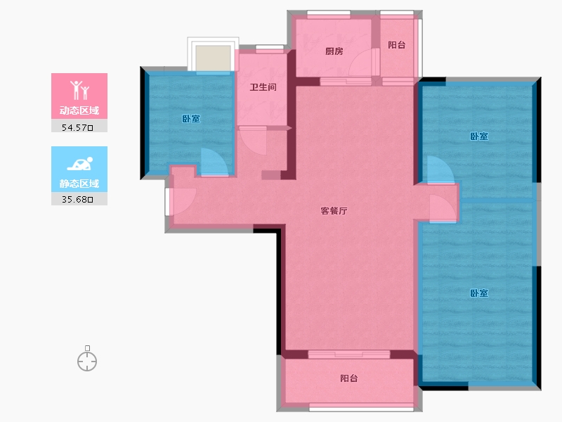 湖北省-武汉市-御江壹品青山印-80.28-户型库-动静分区