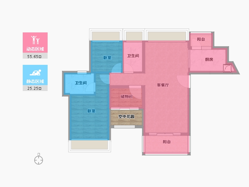 广东省-江门市-嘉华新都汇-74.90-户型库-动静分区