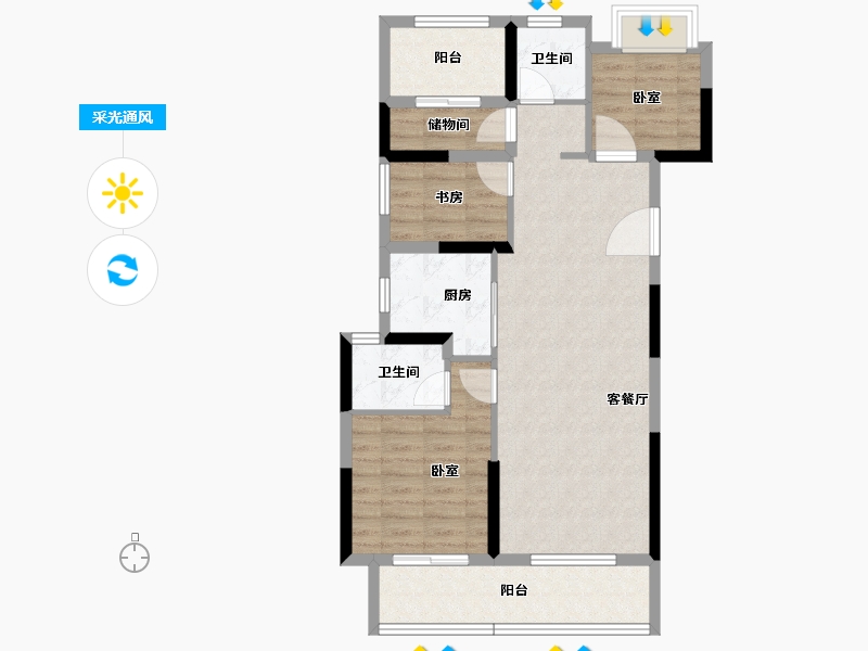 湖北省-孝感市-金辉城-83.42-户型库-采光通风