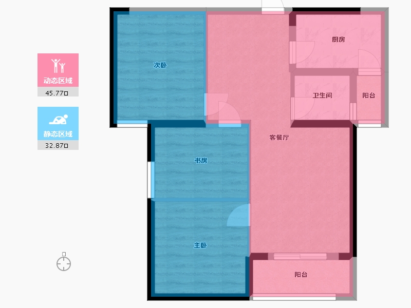 湖北省-武汉市-御江壹品青山印-70.04-户型库-动静分区