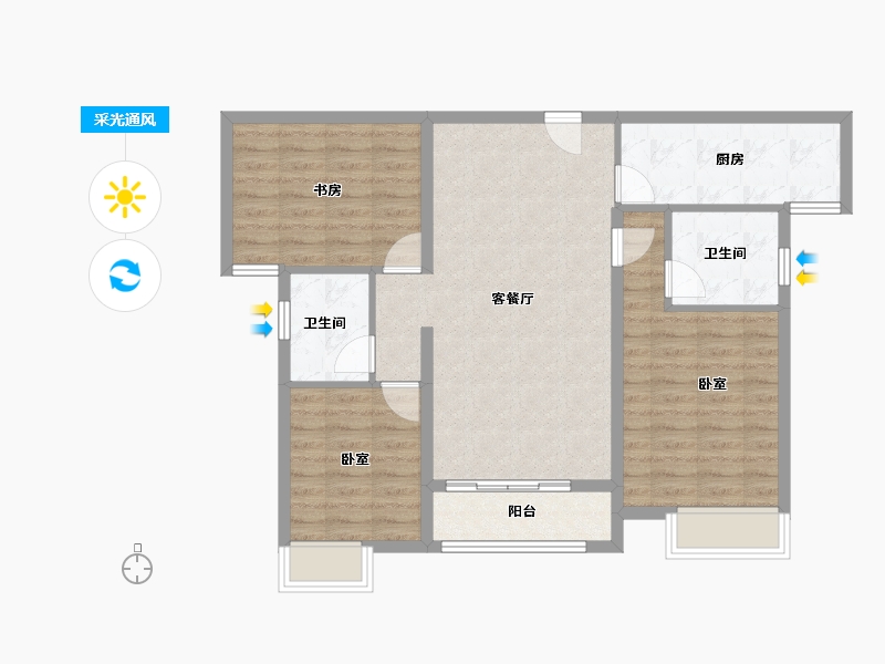 湖北省-黄冈市-山城都市-88.34-户型库-采光通风