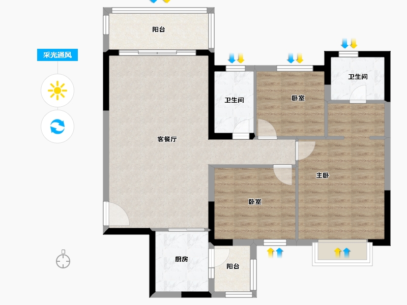 广西壮族自治区-贺州市-南宁恒大绿洲-94.07-户型库-采光通风