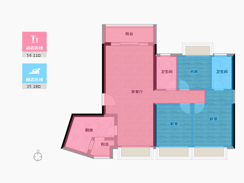 广东省-珠海市-中海·左岸岚庭-81.07-户型库-动静分区