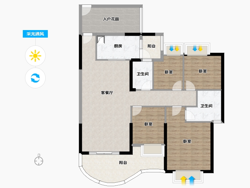 广东省-惠州市-隆生东湖9区-128.21-户型库-采光通风