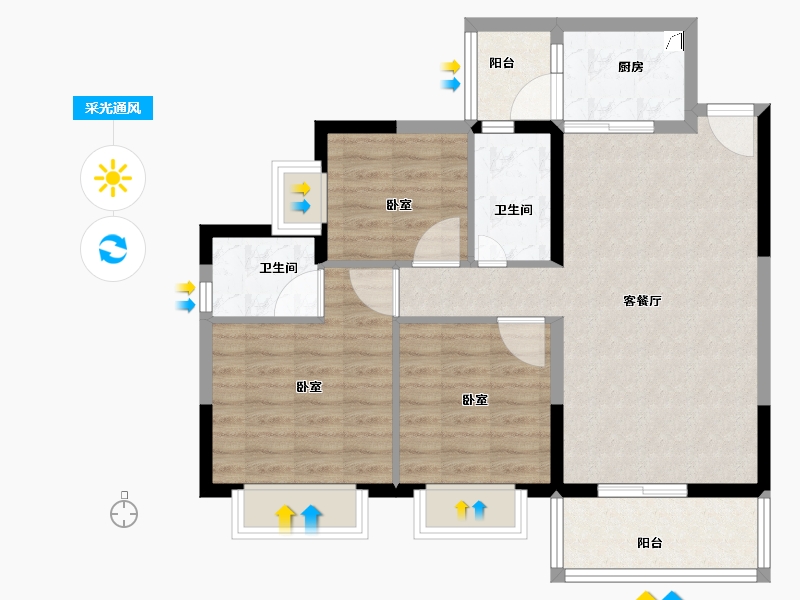 广东省-江门市-富山雅苑-82.01-户型库-采光通风