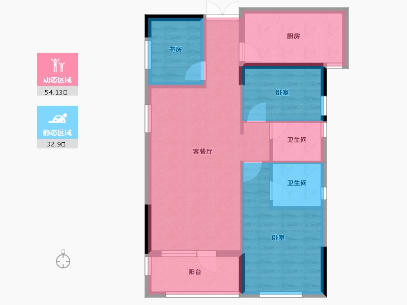 湖北省-黄石市-迅邦·黄金城-77.60-户型库-动静分区