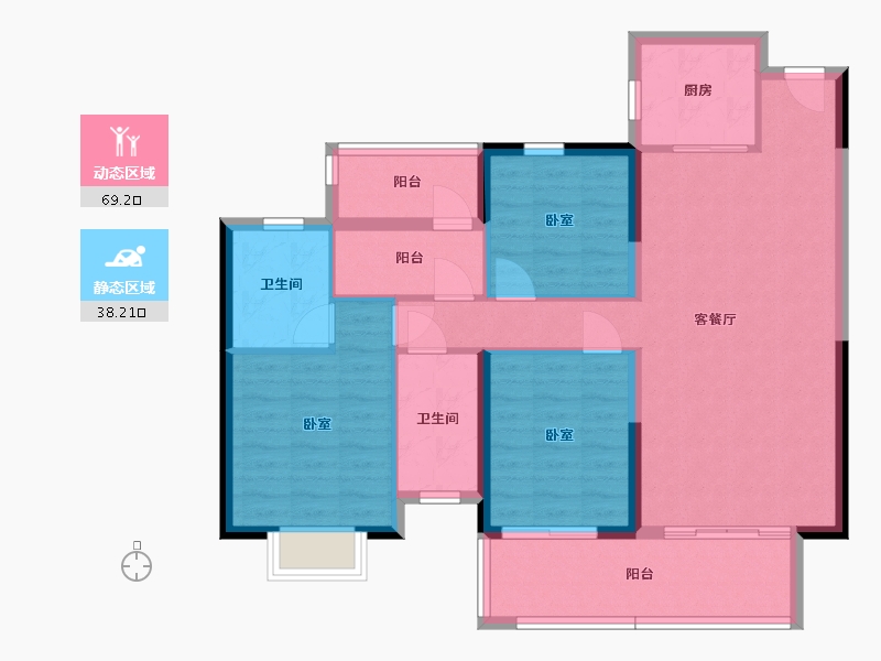 湖南省-邵阳市-湾田望江府-96.36-户型库-动静分区