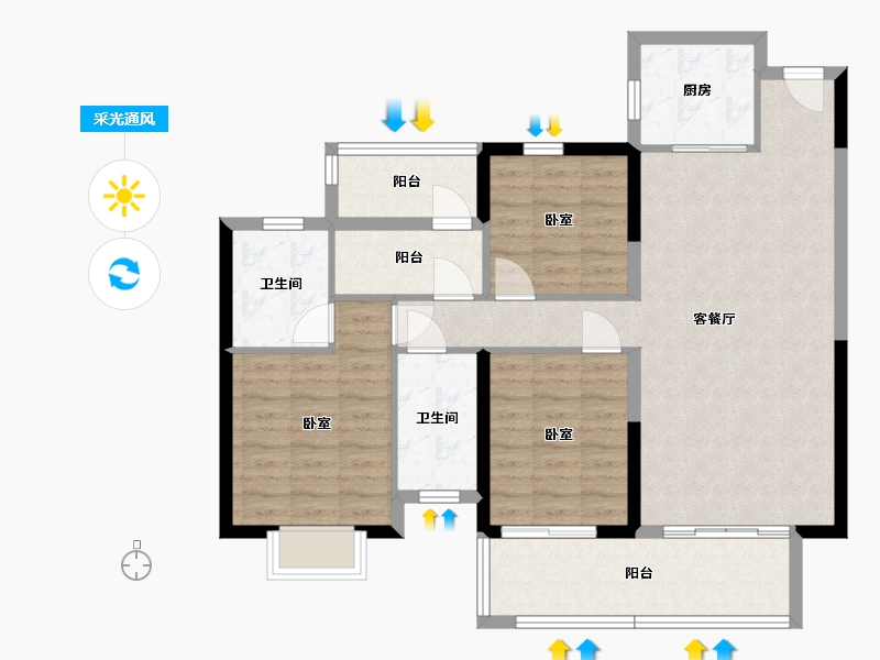 湖南省-邵阳市-湾田望江府-96.36-户型库-采光通风