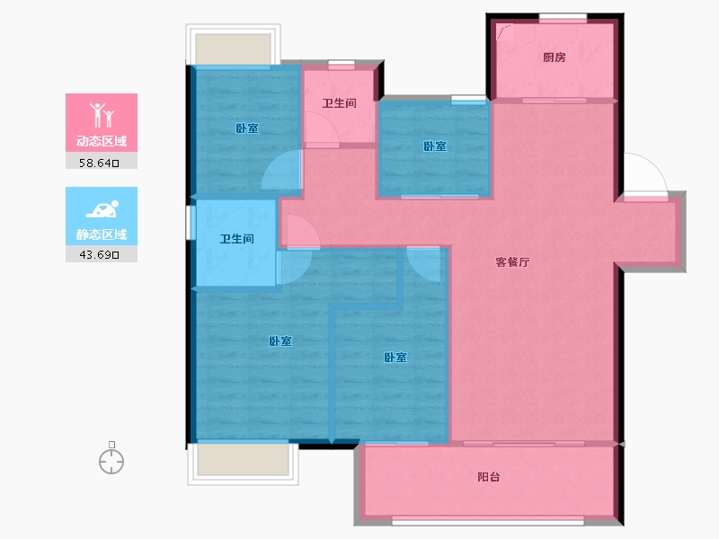 湖南省-常德市-中南·珑悦-93.27-户型库-动静分区