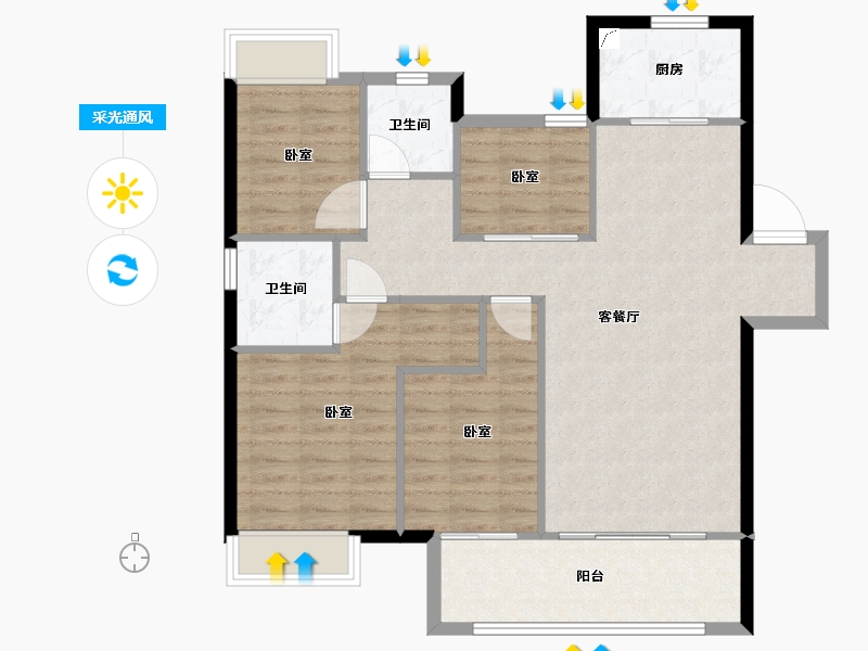 湖南省-常德市-中南·珑悦-93.27-户型库-采光通风