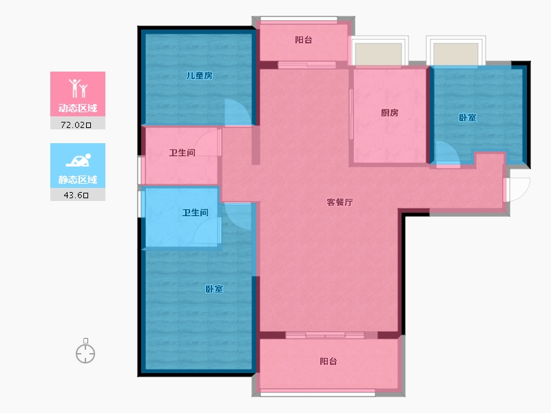 湖北省-武汉市-御江壹品青山印-104.17-户型库-动静分区