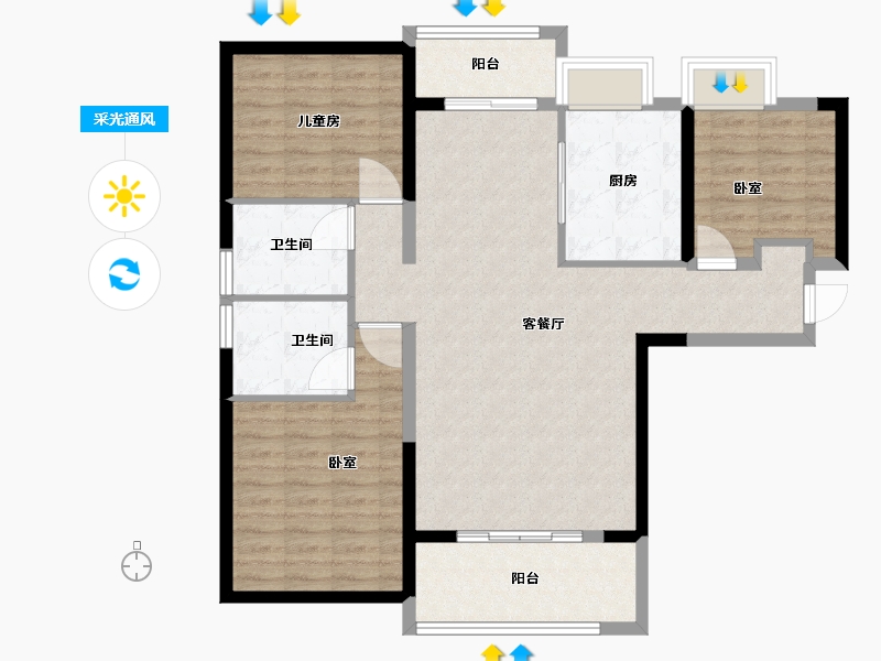 湖北省-武汉市-御江壹品青山印-104.17-户型库-采光通风