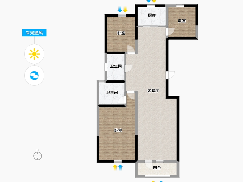 宁夏回族自治区-银川市-金宇·凤徕湾-111.96-户型库-采光通风