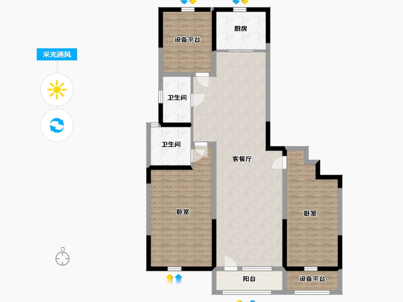 宁夏回族自治区-银川市-金宇·凤徕湾-128.91-户型库-采光通风