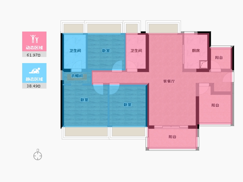 广东省-佛山市-华远·海蓝城-87.88-户型库-动静分区