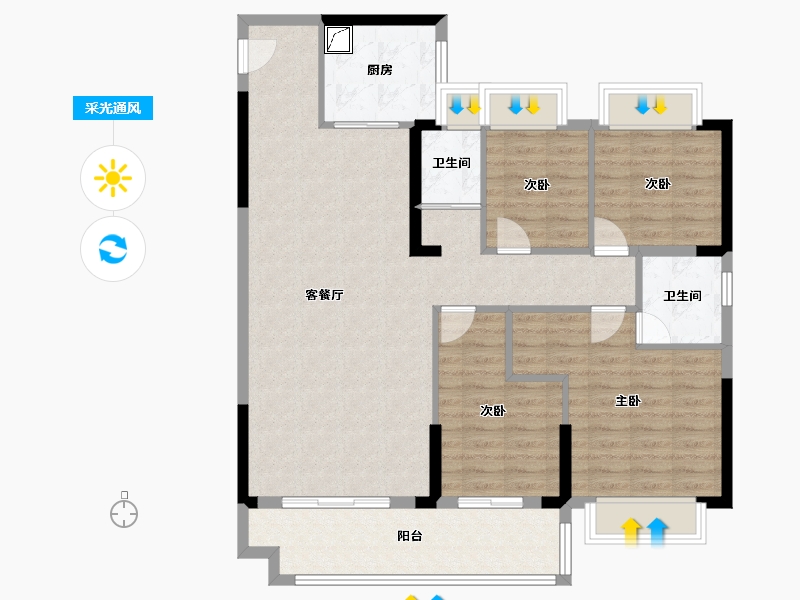 湖南省-湘潭市-湘乡碧桂园-109.47-户型库-采光通风