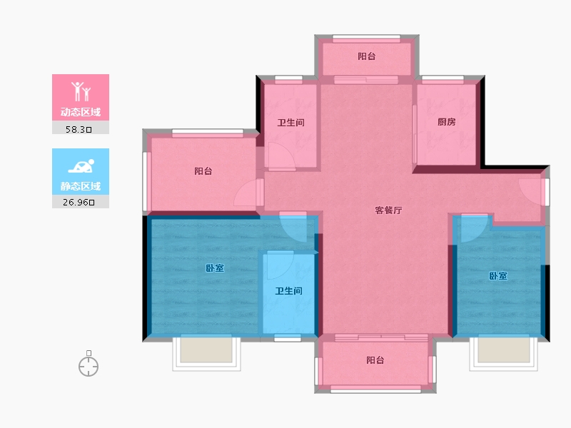 广东省-惠州市-金科蓝山府-75.37-户型库-动静分区