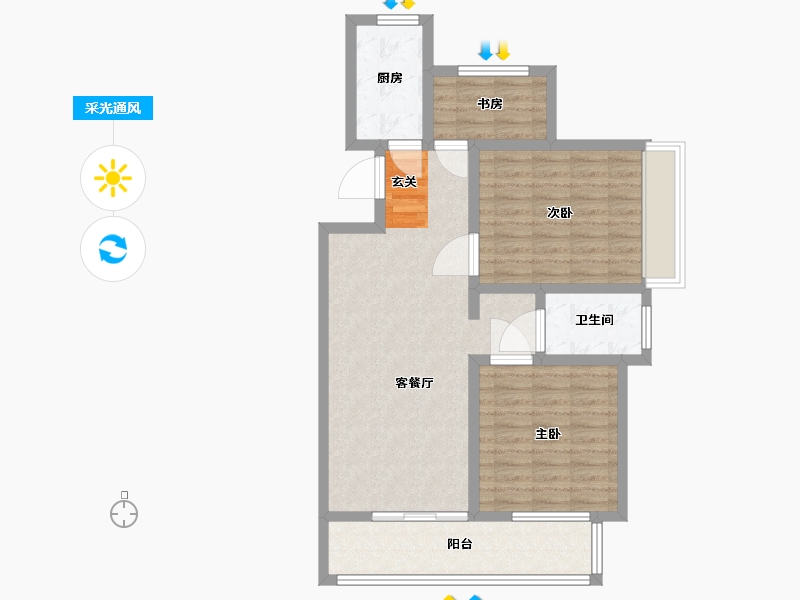 安徽省-蚌埠市-煜华里-82.00-户型库-采光通风