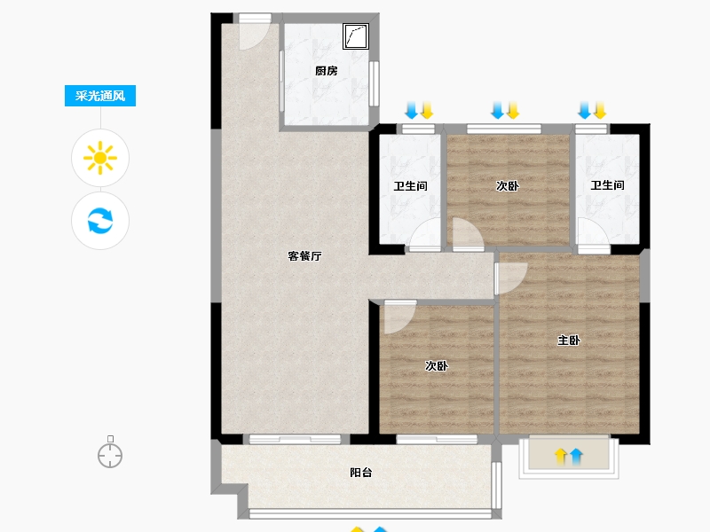 湖南省-湘潭市-碧桂园潭州府-92.11-户型库-采光通风