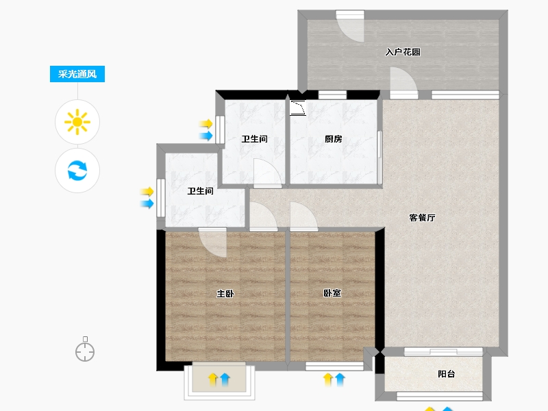 广东省-广州市-翡翠绿洲-76.49-户型库-采光通风