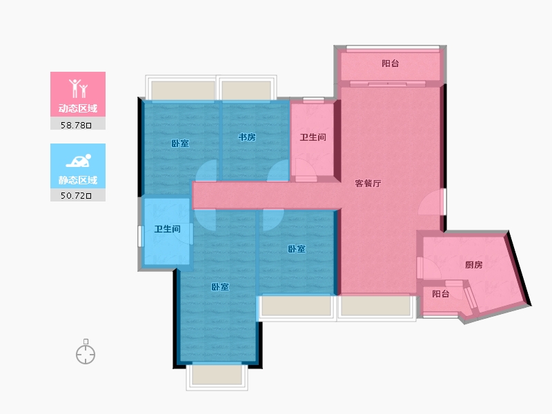 广东省-珠海市-中海·左岸岚庭-98.00-户型库-动静分区