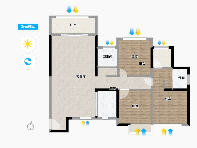 湖北省-黄石市-金典锦寓-113.46-户型库-采光通风