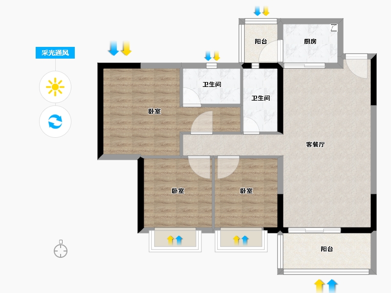 广东省-江门市-富山雅苑-89.01-户型库-采光通风