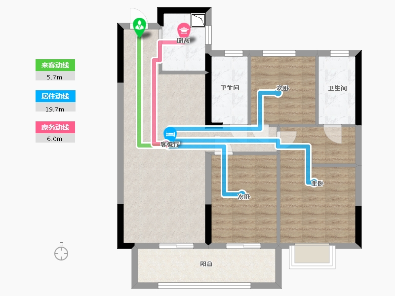 浙江省-金华市-苏溪印象-85.00-户型库-动静线