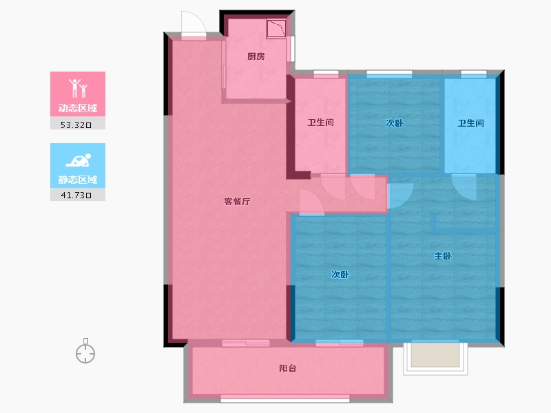 浙江省-金华市-苏溪印象-85.00-户型库-动静分区