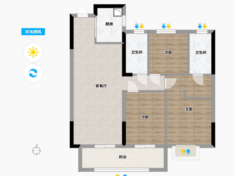 浙江省-金华市-苏溪印象-85.00-户型库-采光通风