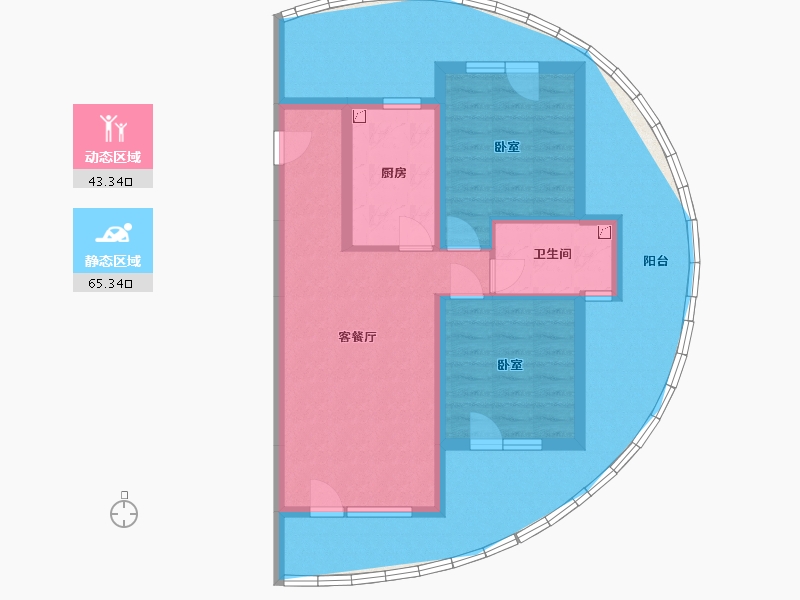 辽宁省-葫芦岛市-海天印象-98.69-户型库-动静分区