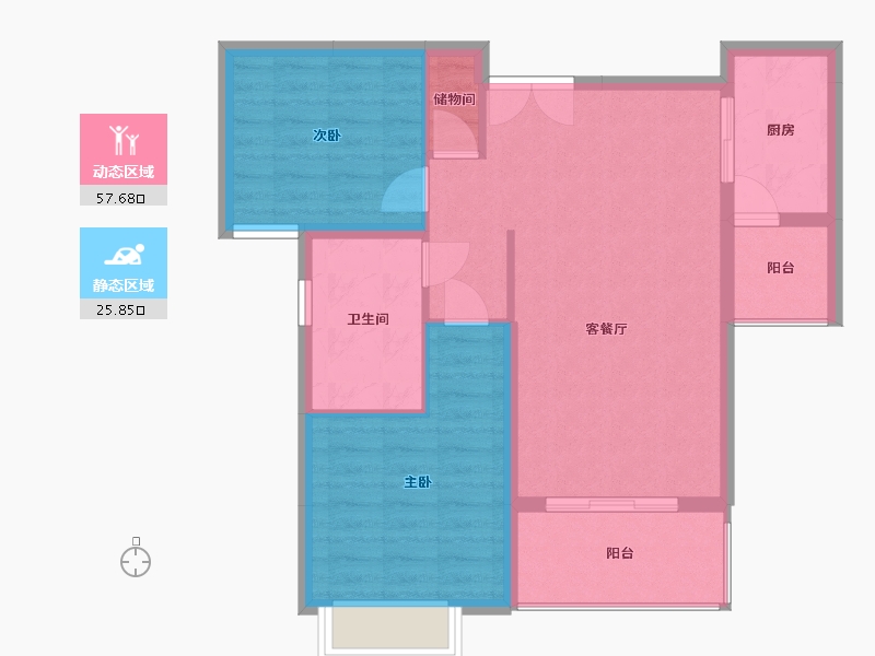 安徽省-蚌埠市-通成紫都顺苑-75.38-户型库-动静分区