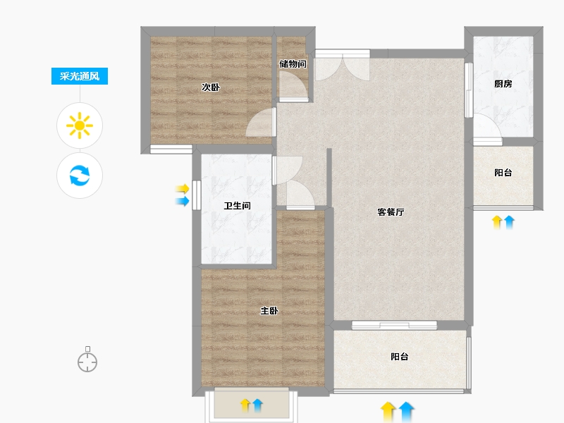 安徽省-蚌埠市-通成紫都顺苑-75.38-户型库-采光通风