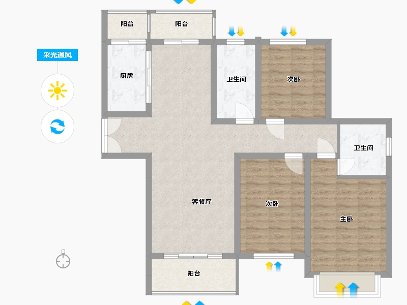 安徽省-蚌埠市-通成紫都顺苑-98.54-户型库-采光通风