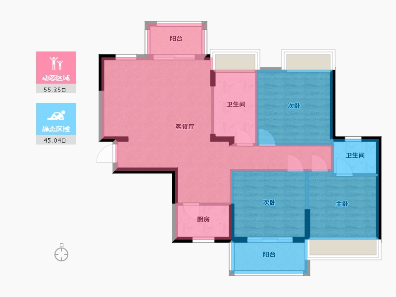 福建省-泉州市-金丘紫金城-90.54-户型库-动静分区