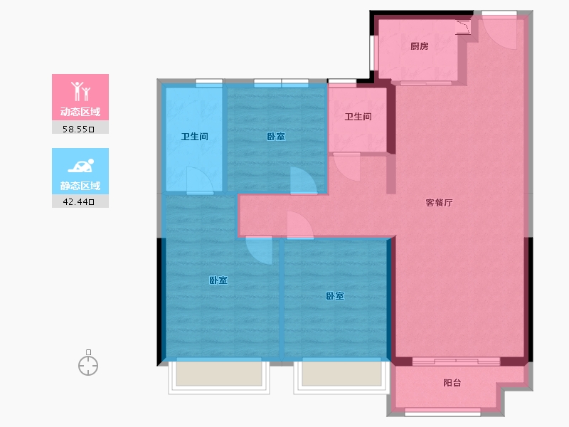 湖北省-武汉市-蓝光雍锦天府-91.08-户型库-动静分区