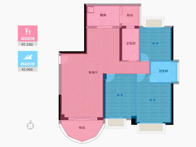 广东省-惠州市-隆生东湖9区-97.62-户型库-动静分区